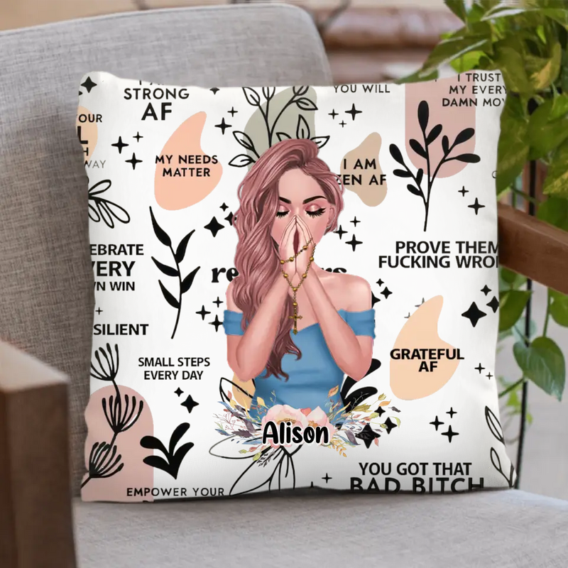 Personalized Praying Girl Pillow Cover - Gift Idea for Girls/Friends