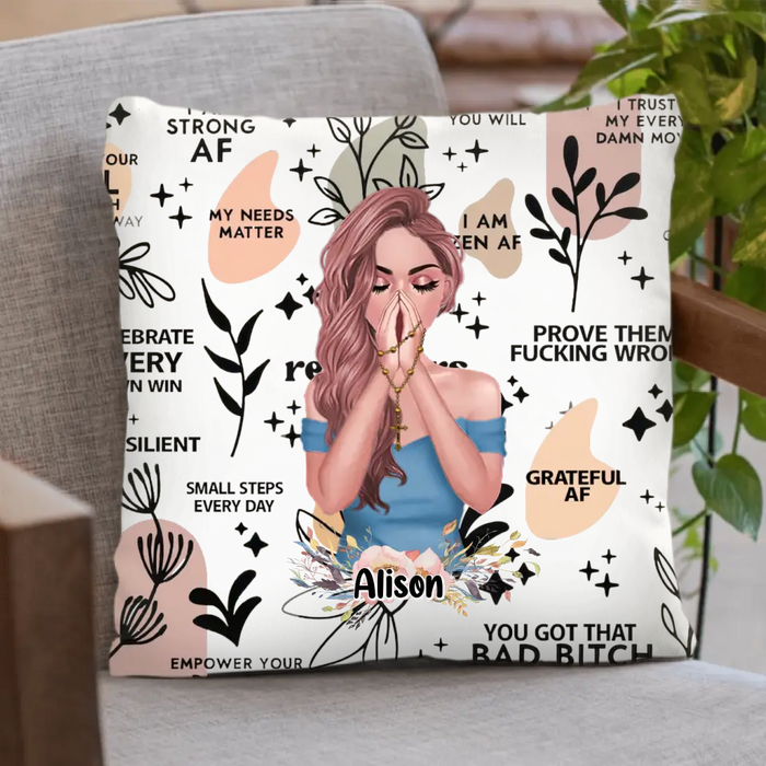 Custom Personalized Praying Girl Pillow Cover - Gift Idea for Girls/Friends