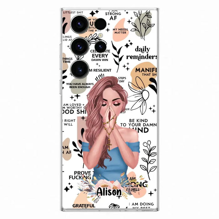 Custom Personalized Praying Girl Phone Case - Gift Idea for Girls/Friends - Case for iPhone/Samsung