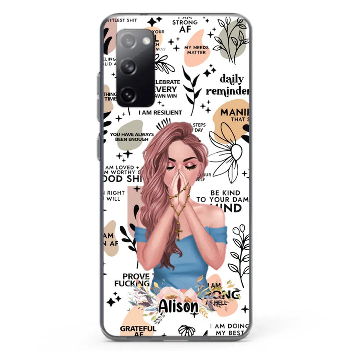 Custom Personalized Praying Girl Phone Case - Gift Idea for Girls/Friends - Case for iPhone/Samsung