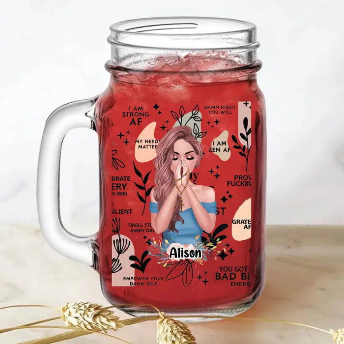Personalized Praying Girl Mason Jug - Gift Idea for Girls/Friends