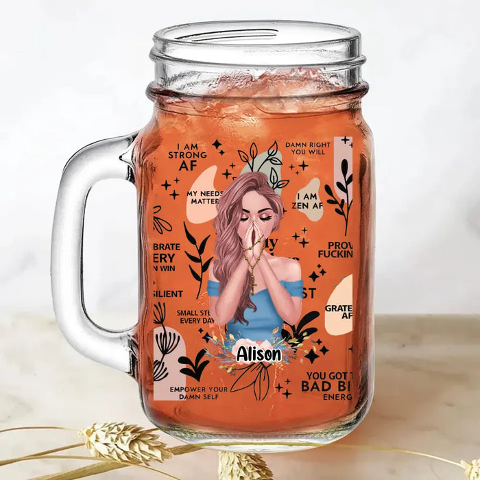 Personalized Praying Girl Mason Jug - Gift Idea for Girls/Friends