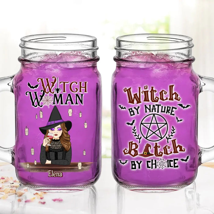 Custom Personalized Witch Woman Mason Jug With Straw - Gift Idea For Besties/ Witches/ Halloween - Witch By Nature