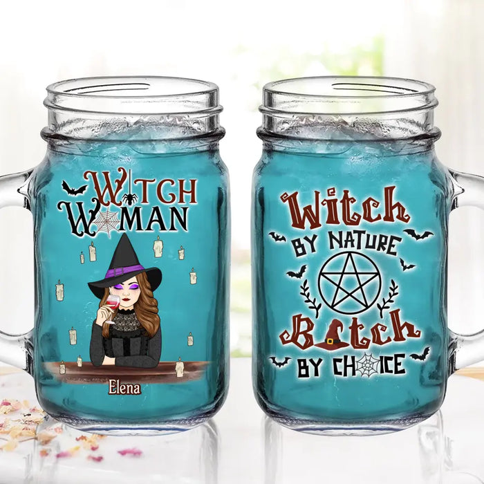 Custom Personalized Witch Woman Mason Jug With Straw - Gift Idea For Besties/ Witches/ Halloween - Witch By Nature
