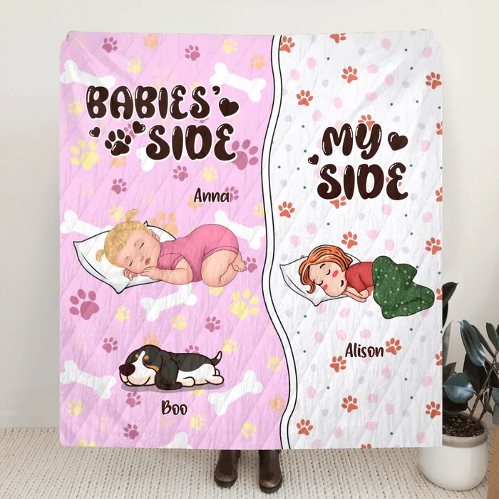 Personalized Family Fleece Throw Blanket/Quilt - Up to 3 People & 3 Pets - Gift Idea for Family