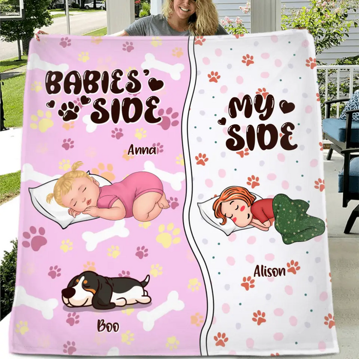 Personalized Family Fleece Throw Blanket/Quilt - Up to 3 People & 3 Pets - Gift Idea for Family