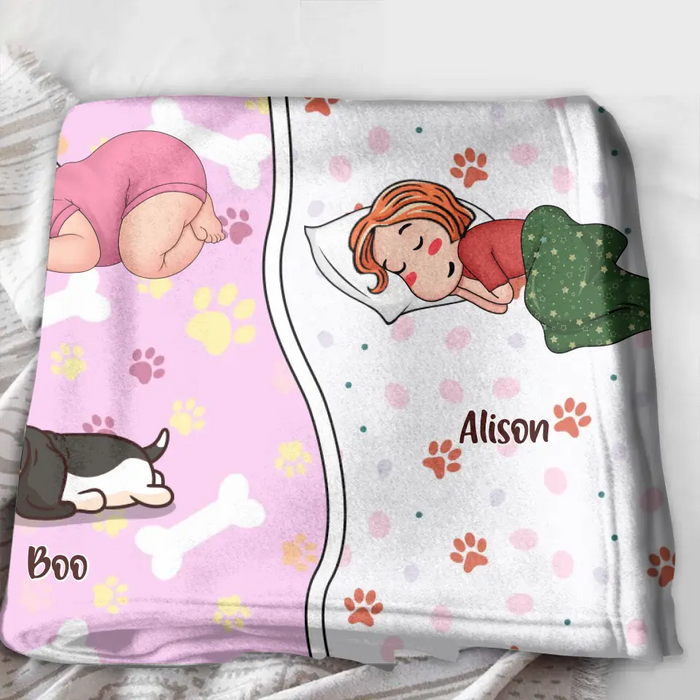 Personalized Family Fleece Throw Blanket/Quilt - Up to 3 People & 3 Pets - Gift Idea for Family
