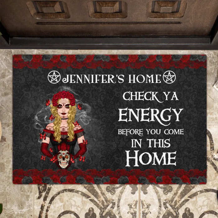 Custom Personalized Witch Doormat - Gift Idea For Halloween/Witch Lovers - Check Ya Energy Before You Come In This Home