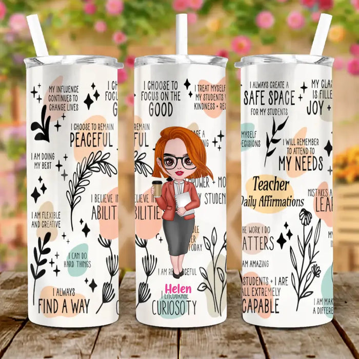 Custom Personalized Teacher Skinny Tumbler 20OZ - Best Gift Idea For Teacher/ Birthday - I Always Create A Safe Space For My Students