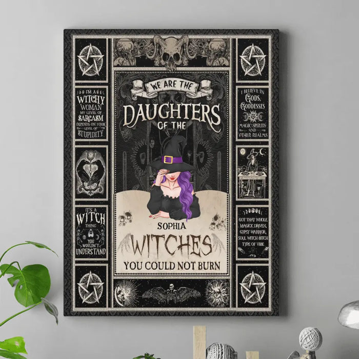 Custom Personalized Witch Canvas - Upto 3 Witches - Gift Idea for Halloween - We Are The Daughters Of The Witches You Could Not Burn