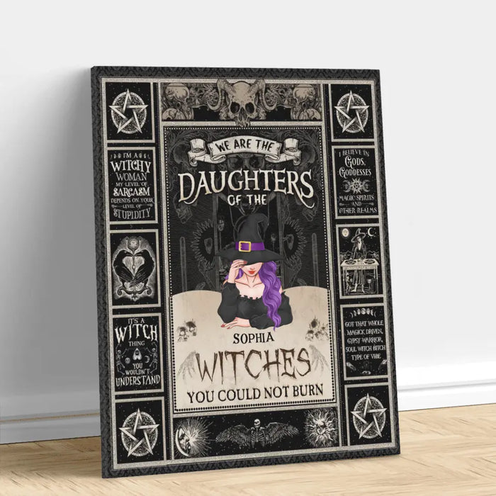 Custom Personalized Witch Canvas - Upto 3 Witches - Gift Idea for Halloween - We Are The Daughters Of The Witches You Could Not Burn