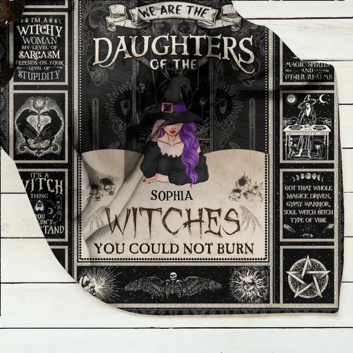 Custom Personalized Witch Single Layer Fleece/Quilt Blanket - Upto 3 Witches - Gift Idea for Halloween - We Are The Daughters Of The Witches You Could Not Burn