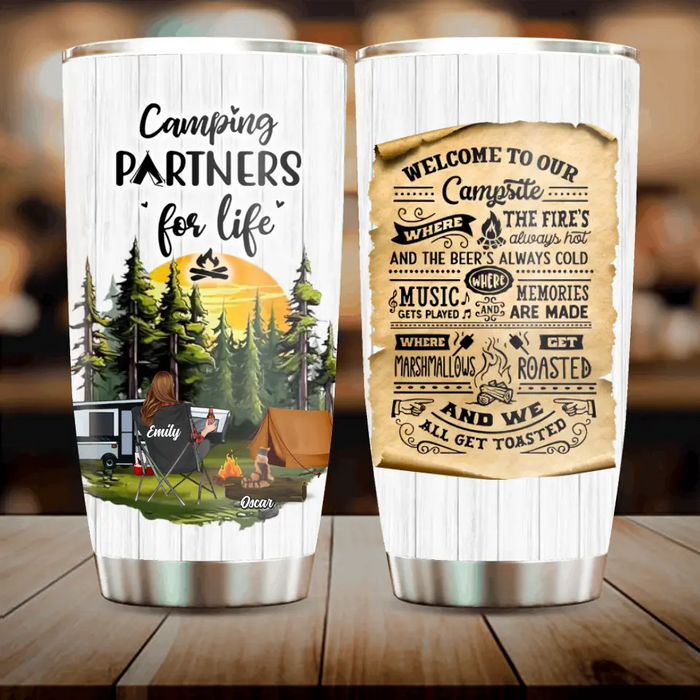 Personalized Camping Tumbler - Gift For Camping Lover/Family/Pet Lovers - Welcome To Our Campsite