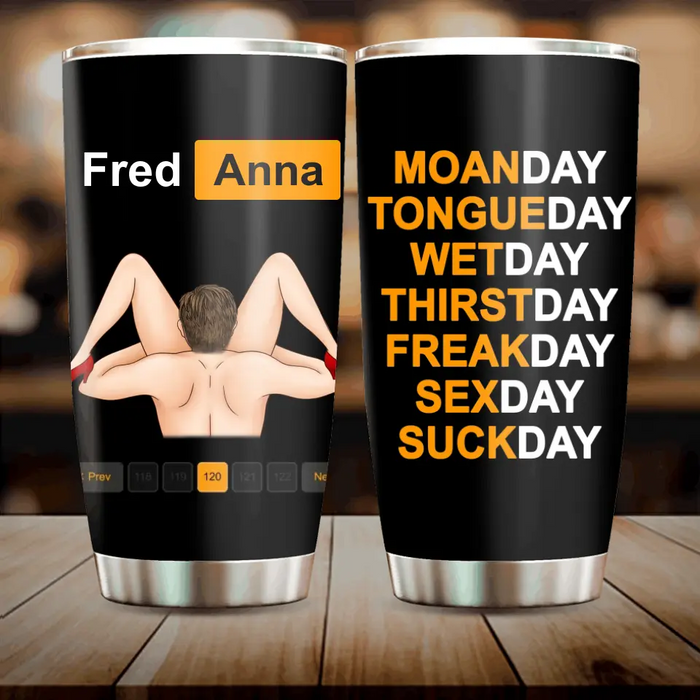 Custom Personalized Couple Tumbler - Best Gift Ideas For Husband/ Wife/ Birthday/ Anniversary - Moanday Tongueday Wetday
