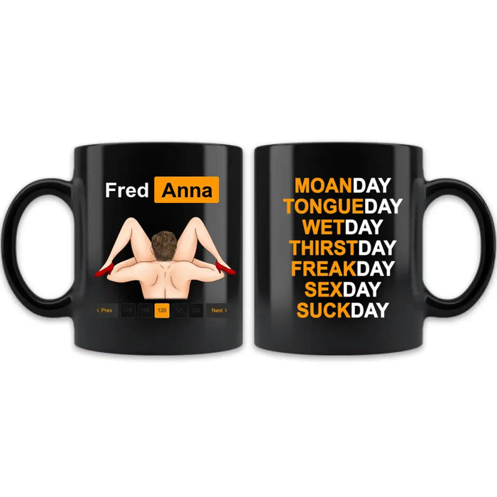 Custom Personalized Couple Coffee Mug - Best Gift Ideas For Husband/ Wife/ Birthday/ Anniversary - Moanday Tongueday Wetday