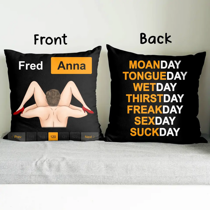 Custom Personalized Couple Pillow Cover - Best Gift Ideas For Husband/ Wife/ Birthday/ Anniversary - Moanday Tongueday Wetday