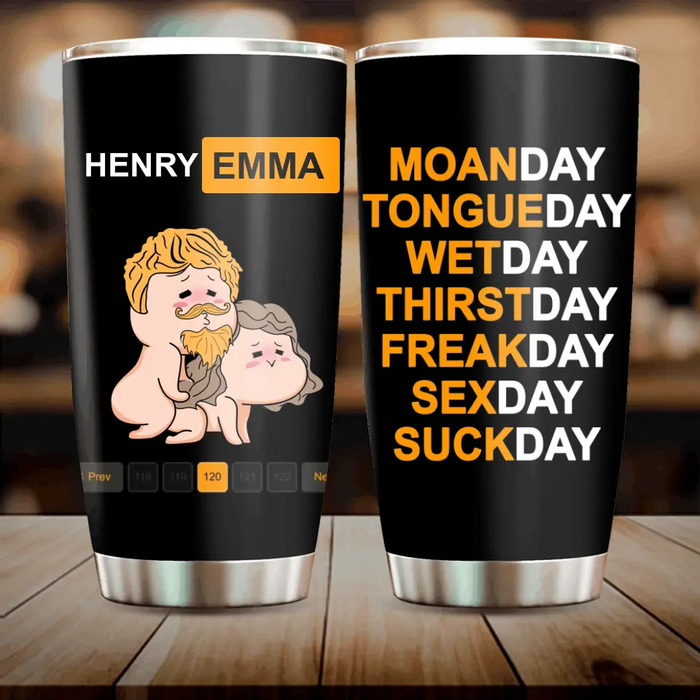 Custom Personalized Couple Tumbler - Best Gift Ideas For Husband/ Wife/ Birthday/ Anniversary - Wetday Thirstday Freakday