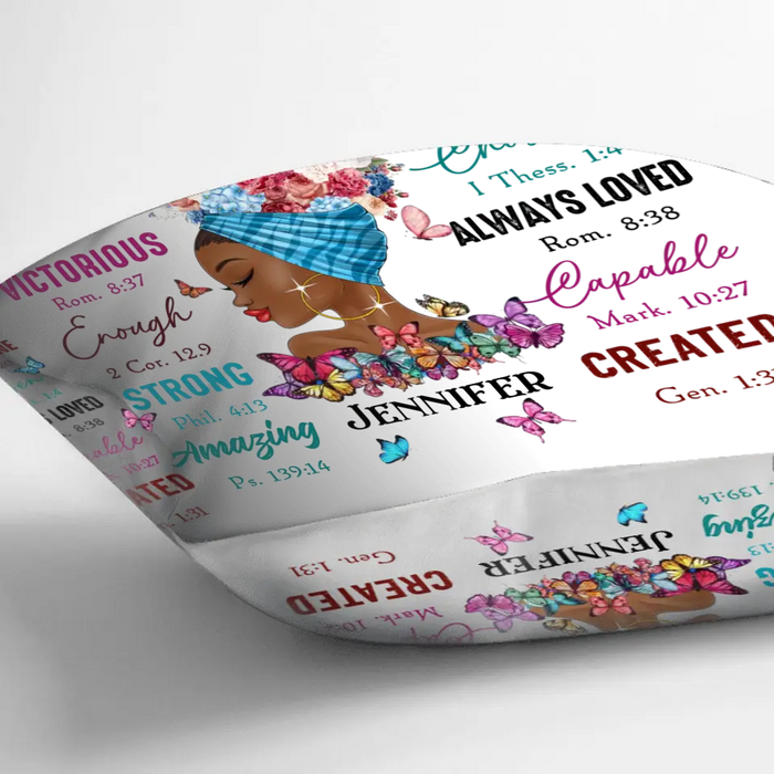Custom Personalized African American Girl Pillow Cover - Gift Idea For Birthday - You Are Beautiful, Victorious