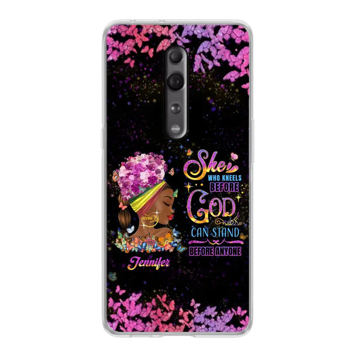 Custom Personalized Black Girl Phone Case - Gift Idea for Birthday/Friends - She Who Kneels Before God Can Stand Before Anyone - Case For Oppo/Xiaomi/Huawei