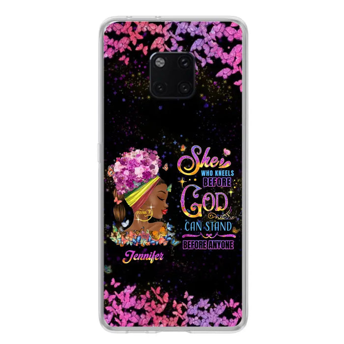 Custom Personalized Black Girl Phone Case - Gift Idea for Birthday/Friends - She Who Kneels Before God Can Stand Before Anyone - Case For Oppo/Xiaomi/Huawei