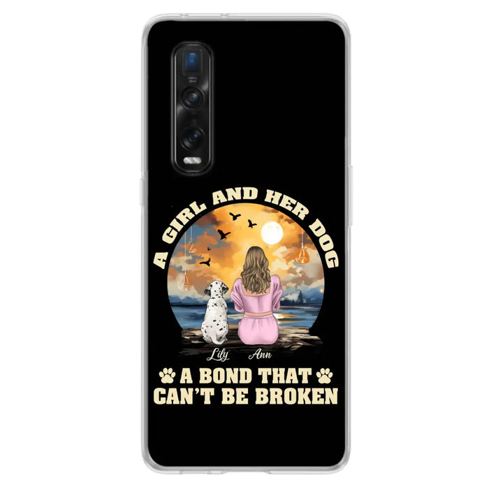 Custom Personalized Dog Mom Phone Case - Upto 4 Dogs - Gift Idea for Dog Owners - Case For Xiaomi/ Oppo/ Huawei - A Girl And Her Dog A Bond That Can't Be Broken