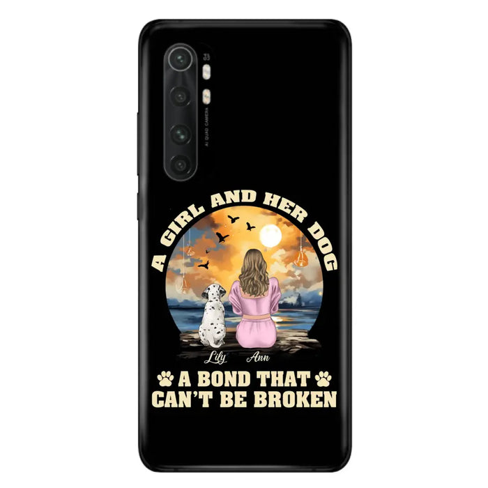 Custom Personalized Dog Mom Phone Case - Upto 4 Dogs - Gift Idea for Dog Owners - Case For Xiaomi/ Oppo/ Huawei - A Girl And Her Dog A Bond That Can't Be Broken