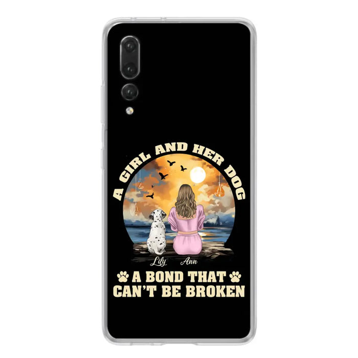 Custom Personalized Dog Mom Phone Case - Upto 4 Dogs - Gift Idea for Dog Owners - Case For Xiaomi/ Oppo/ Huawei - A Girl And Her Dog A Bond That Can't Be Broken