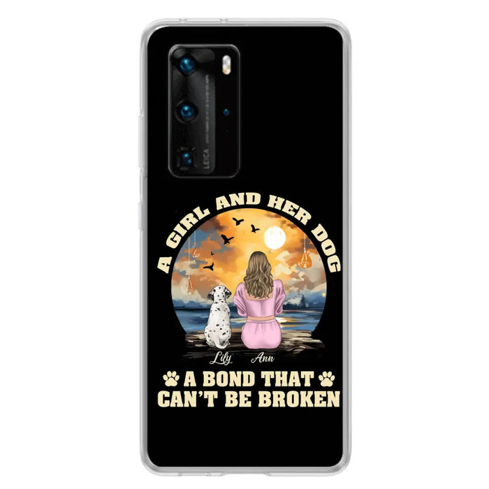 Custom Personalized Dog Mom Phone Case - Upto 4 Dogs - Gift Idea for Dog Owners - Case For Xiaomi/ Oppo/ Huawei - A Girl And Her Dog A Bond That Can't Be Broken