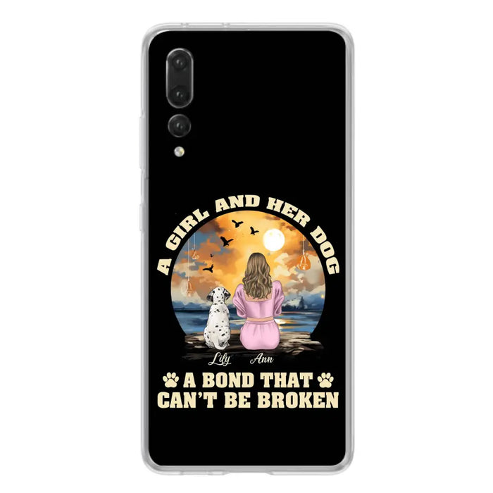 Custom Personalized Dog Mom Phone Case - Upto 4 Dogs - Gift Idea for Dog Owners - Case For Xiaomi/ Oppo/ Huawei - A Girl And Her Dog A Bond That Can't Be Broken