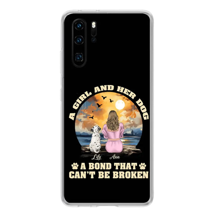 Custom Personalized Dog Mom Phone Case - Upto 4 Dogs - Gift Idea for Dog Owners - Case For Xiaomi/ Oppo/ Huawei - A Girl And Her Dog A Bond That Can't Be Broken