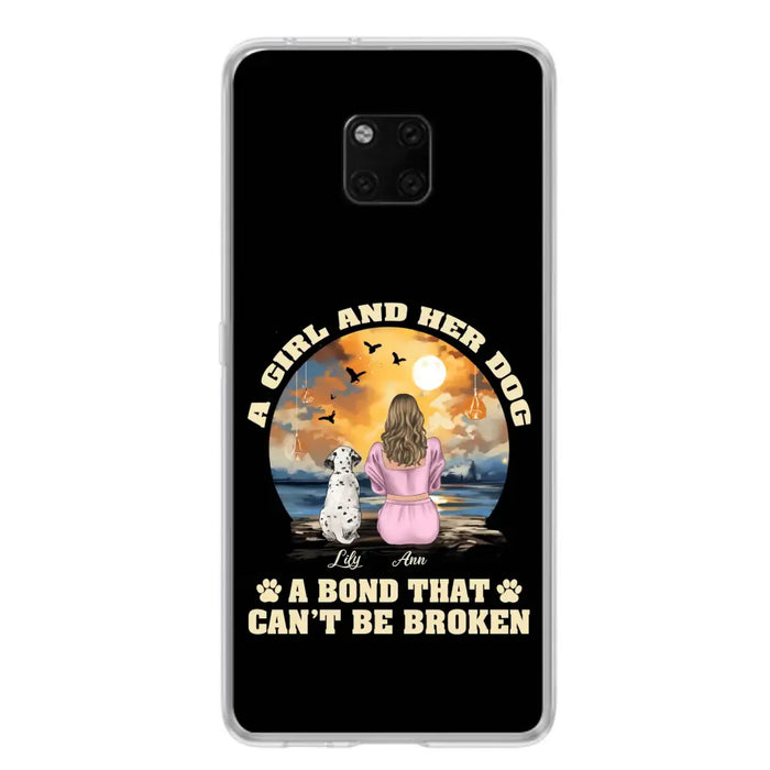 Custom Personalized Dog Mom Phone Case - Upto 4 Dogs - Gift Idea for Dog Owners - Case For Xiaomi/ Oppo/ Huawei - A Girl And Her Dog A Bond That Can't Be Broken