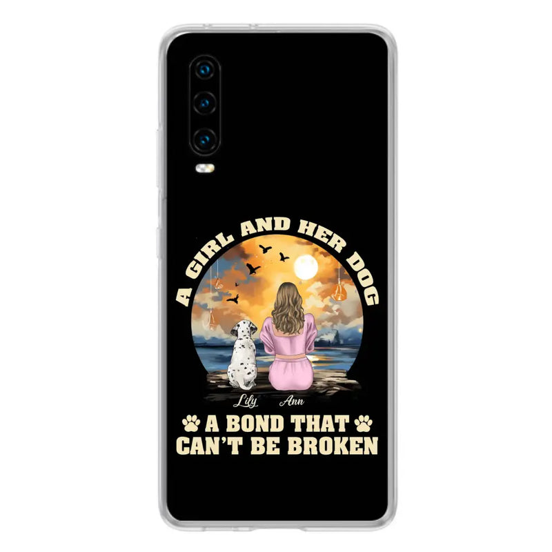 Personalized Dog Mom Phone Case - Up to 4 Dogs - Gift Idea for Dog Owners - Case For Xiaomi/ Oppo/ Huawei - A Girl And Her Dog A Bond That Can't Be Broken