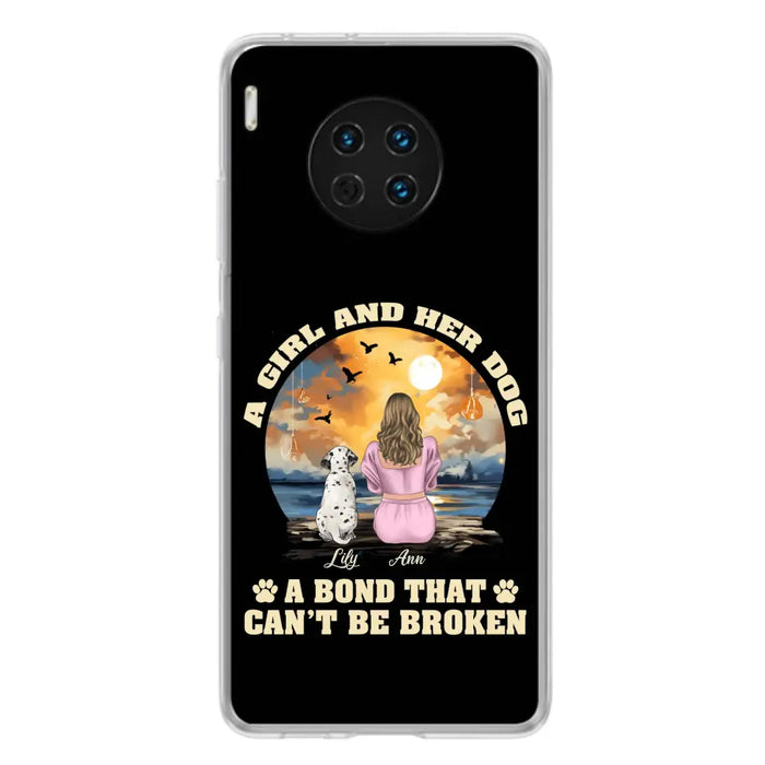 Custom Personalized Dog Mom Phone Case - Upto 4 Dogs - Gift Idea for Dog Owners - Case For Xiaomi/ Oppo/ Huawei - A Girl And Her Dog A Bond That Can't Be Broken