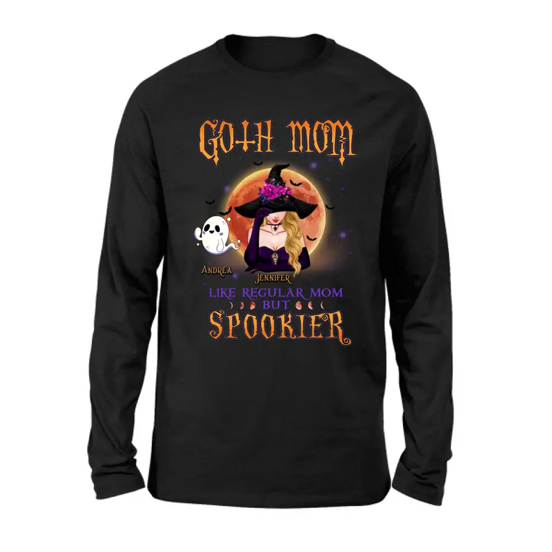 Personalized Goth Mom Shirt/Hoodie - Up to 5 Children - Halloween Gift Idea for Mom - Goth Mom Like Regular Mom But Spookier