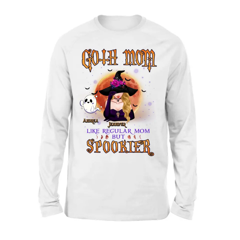 Personalized Goth Mom Shirt/Hoodie - Up to 5 Children - Halloween Gift Idea for Mom - Goth Mom Like Regular Mom But Spookier