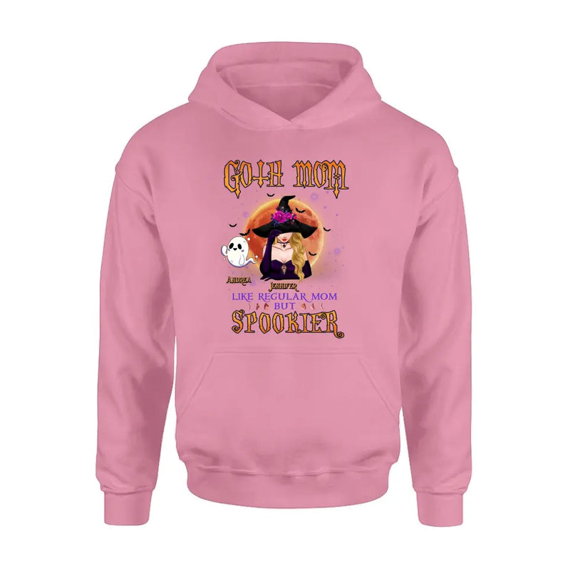 Personalized Goth Mom Shirt/Hoodie - Up to 5 Children - Halloween Gift Idea for Mom - Goth Mom Like Regular Mom But Spookier