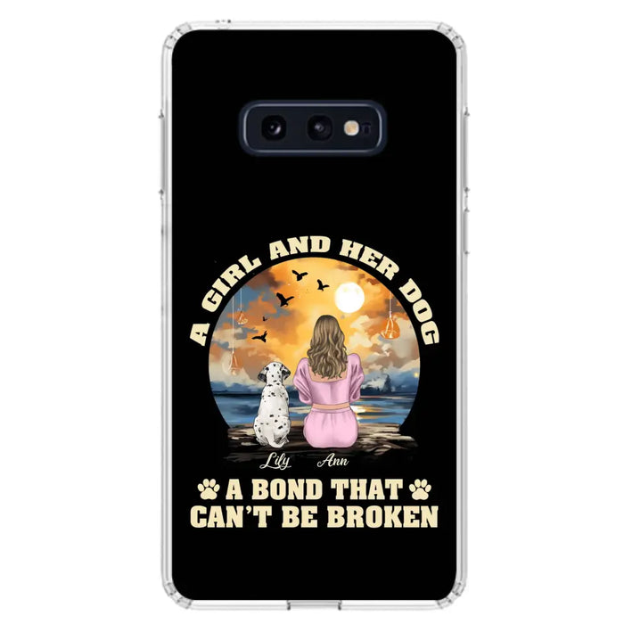 Custom Personalized Dog Mom Phone Case - Upto 4 Dogs - Gift Idea for Dog Owners - Case For iPhone/ Samsung - A Girl And Her Dog A Bond That Can't Be Broken