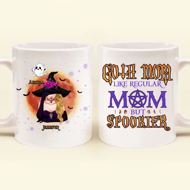 Personalized Goth Mom Coffee Mug - Up to 5 Children - Halloween Gift Idea for Mom - Goth Mom Like Regular Mom But Spookier