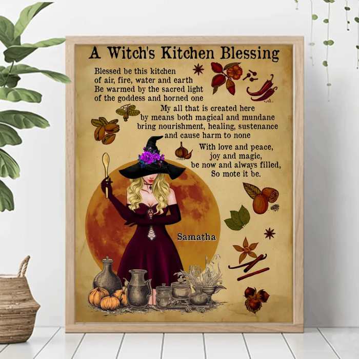 Custom Personalized Witch Poster - Gift Idea For Halloween/ Witch/ Wicca - A Witch's Kitchen Blessing