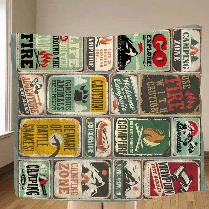 Go Camping Fleece Throw Blanket/Quilt - Gift Idea For Camping Lovers - Camping Zone