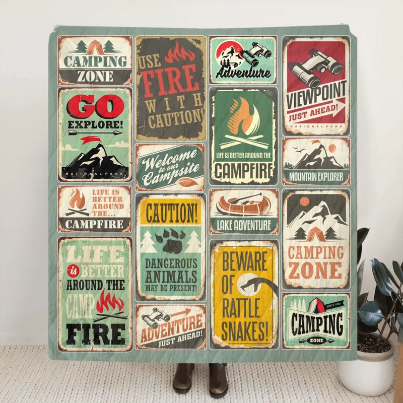 Go Camping Fleece Throw Blanket/Quilt - Gift Idea For Camping Lovers - Camping Zone