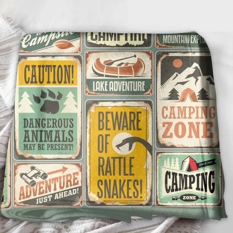 Go Camping Fleece Throw Blanket/Quilt - Gift Idea For Camping Lovers - Camping Zone