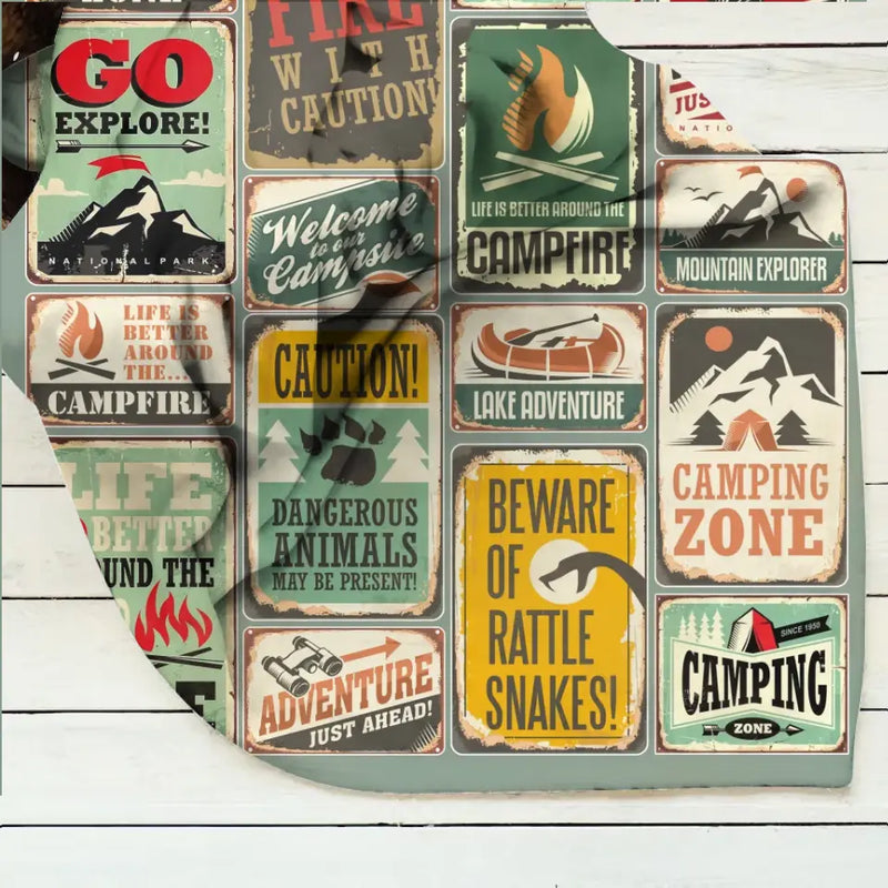 Go Camping Fleece Throw Blanket/Quilt - Gift Idea For Camping Lovers - Camping Zone