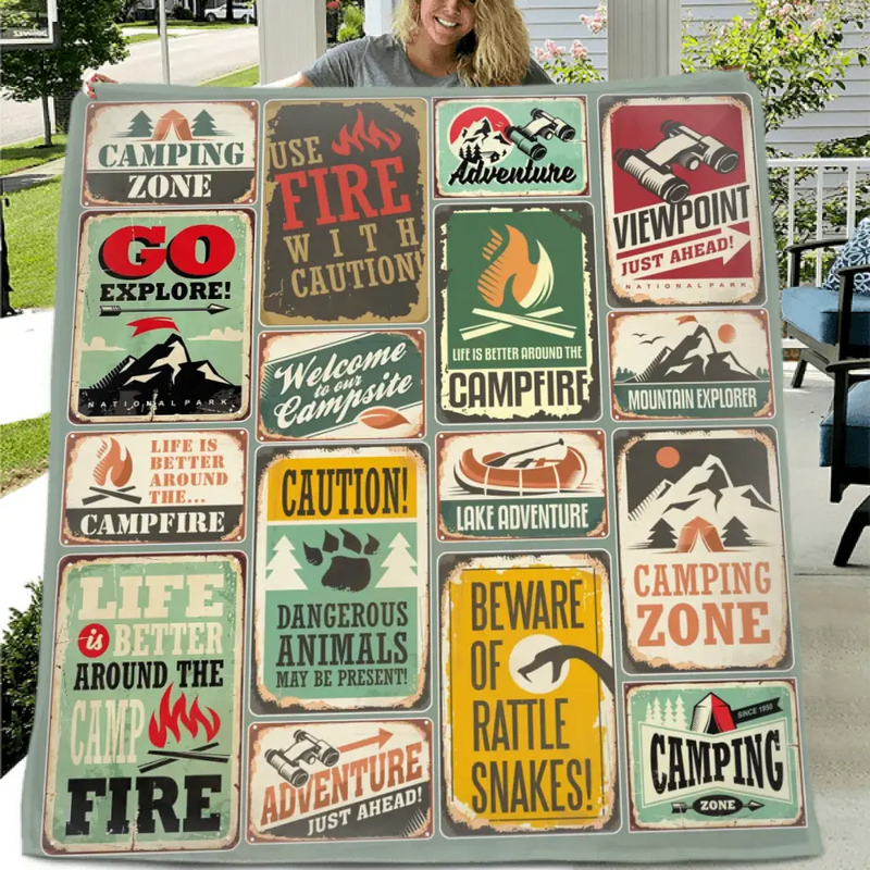 Go Camping Fleece Throw Blanket/Quilt - Gift Idea For Camping Lovers - Camping Zone