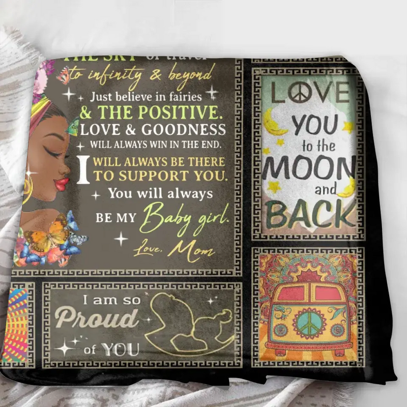 Personalized Hippie Girl Quilt/Fleece Throw Blanket - Gift Idea For Birthday/Daughter - To My Daughter Always Remember How Much I Love You