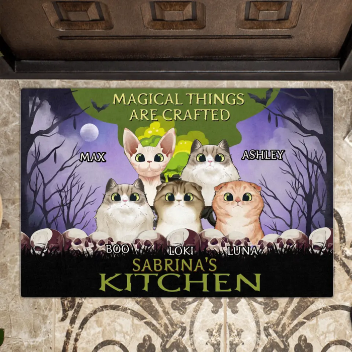 Personalized Cats Doormat - Gift Idea For Cats Lovers - Upto 5 Cats - Magical Things Are Crafted