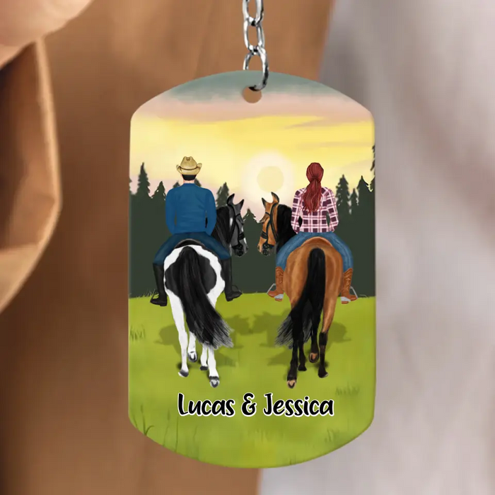 Custom Personalized Couple Riding Horses Aluminum Keychain - Best Gift For Couple, Horse Lovers - Life Is A Beautiful Ride