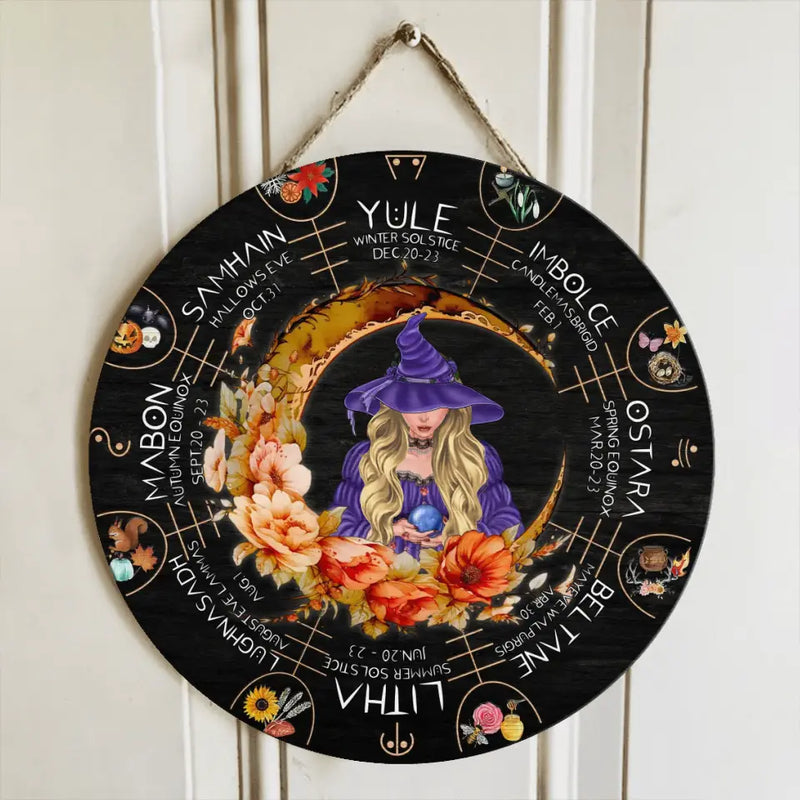 Personalized Witch Circle Door Sign - Gift Idea For Halloween/Witch Lovers - Winter Solstice