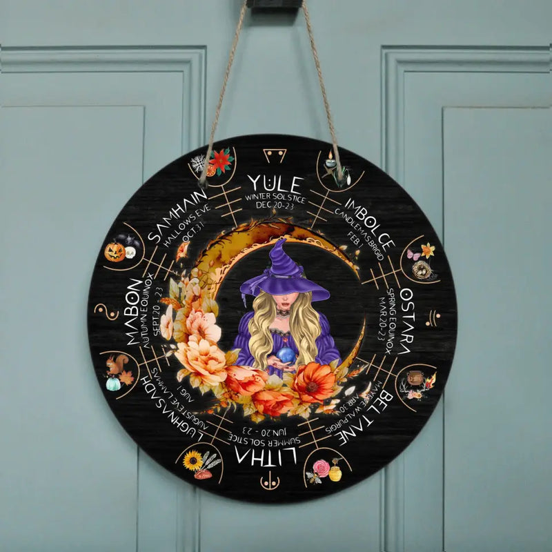 Personalized Witch Circle Door Sign - Gift Idea For Halloween/Witch Lovers - Winter Solstice