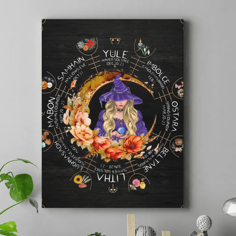 Personalized Witch Vertical Canvas - Gift Idea For Halloween/Witch Lovers - Winter Solstice